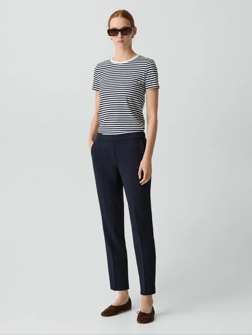 Theory Treeca Slim Crop pants Nacy Blue Modern crepe NWT 12